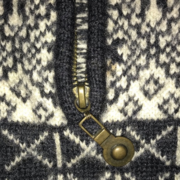 WINDFJORD SWEATER Black White 3/4 Zip 100% Pure New Wool size Large - Picture 10 of 16